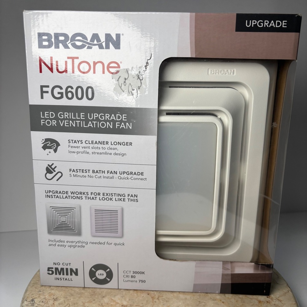 Broan NuTone FG600 LED Grille Upgrade For Ventilation Fan White 11x9.7 New
